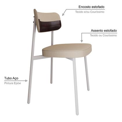 Imagem de 4 Unidades Cadeira Alloa fixa C/4 Pés 50 X 44,7 X 83,8 cm Pés Brancos