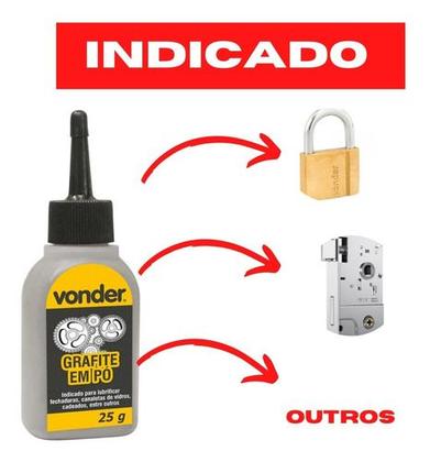 Imagem de 4 Unidades Grafite em Pó 25g Vonder para Maçanetas, Fechaduras