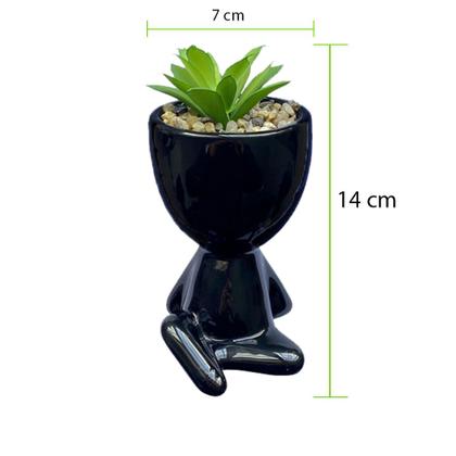 Imagem de 4 Vasos Decorativo C/ Suculentas Planta Artificiais Cerâmica
