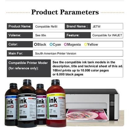 Imagem de 4 x 250ml Tinta CAN Gi-190 G3111 G4100 G4110 G4111 G1800 G1900 G3000 Gi190