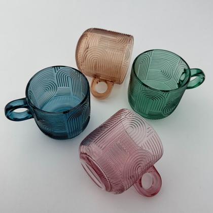 Imagem de 4 Xícaras Chá Canecas Vidro Colorido 220ml Wolff Frankfurt