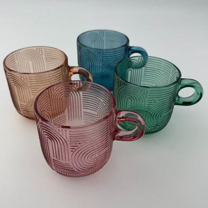 Imagem de 4 Xícaras Chá Canecas Vidro Colorido 220ml Wolff Frankfurt