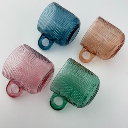 Imagem de 4 Xícaras Chá Canecas Vidro Colorido 220ml Wolff Frankfurt