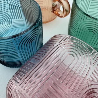 Imagem de 4 Xícaras Chá Canecas Vidro Colorido 220ml Wolff Frankfurt