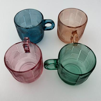 Imagem de 4 Xícaras Chá Canecas Vidro Colorido 220ml Wolff Frankfurt