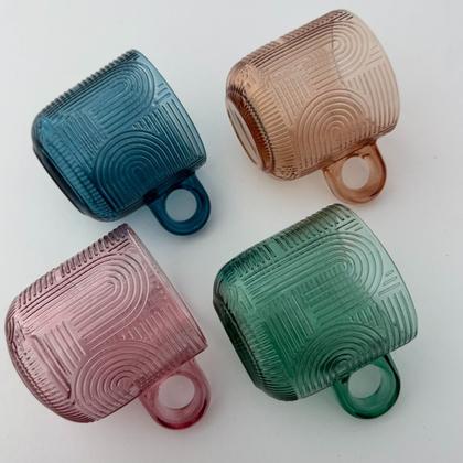 Imagem de 4 Xícaras Chá Canecas Vidro Colorido 220ml Wolff Frankfurt