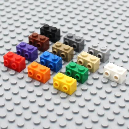 Imagem de 40 Peças de Blocos de Construção MOC 1x2 - Tijolos Modificados com Pinos Laterais