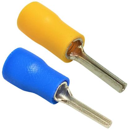 Imagem de 40 Peças Terminais Conectores Tipo Pino Agulha Ilhós Tubular Oco Azul Amarelo Pré Isolados 1,5mm - 2,5mm e 4mm - 6mm