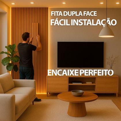 Imagem de 40 Placas Ripada Autocolante Revestimento Decorativo 45x11cm