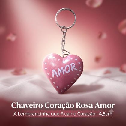 Imagem de 40 Unidades De Chaveiro Formato Coração Rosa Amor Materno