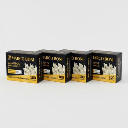 Imagem de 400 Grampos Para Cabelo Marco Boni N7 Profissional Dourado