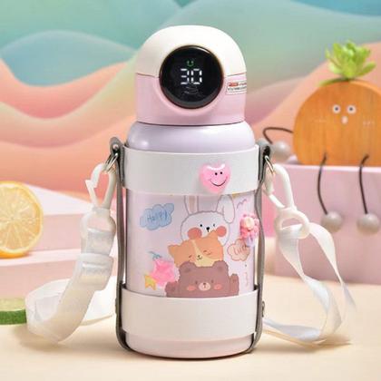 Imagem de 400 Ml Garrafa Térmica Inox Inteligente Com Medidor De Temperatura Ideal Para Viagens Escritório