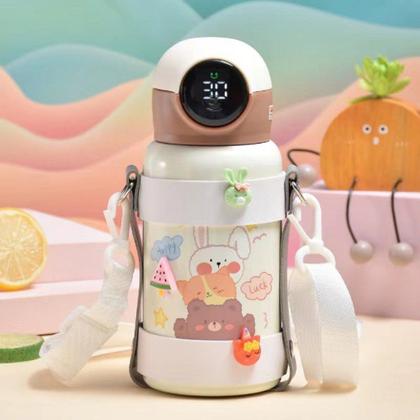 Imagem de 400 Ml Garrafa Térmica Inox Inteligente Com Medidor De Temperatura Ideal Para Viagens Escritório