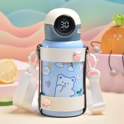 Imagem de 400 Ml Garrafa Térmica Inox Inteligente Com Medidor De Temperatura Ideal Para Viagens Escritório