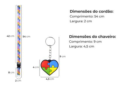 Imagem de 48 Kits Cordão + Chaveiro p/ Autismo e Deficiências Ocultas