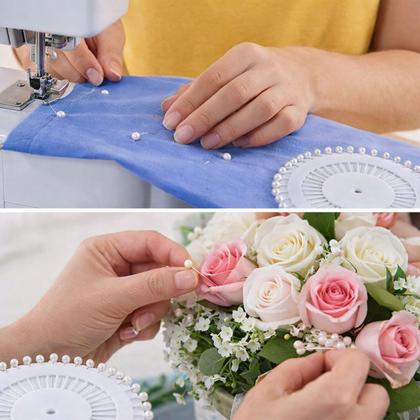 Imagem de 480 Alfinetes Cabeça Bola Apliques Arranjo Artesanato Branco