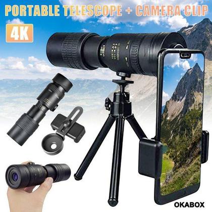 Imagem de 4k 10-300x40mm Super Telefoto Zoom Telescópio Monocular Pom