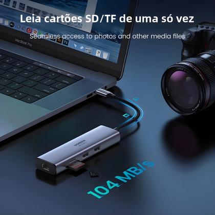 Imagem de 4K60Hz UGREEN USB C HUB 7 Em 1 Tipo C Para HDMI PD100W SD TF RJ45 USB3.0 5 Gbps Para MacBook Laptop