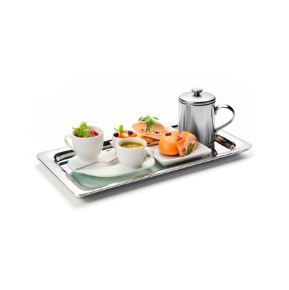 Imagem de 4un Bandeja inox café retangular 30x15cm Hotel Luxo