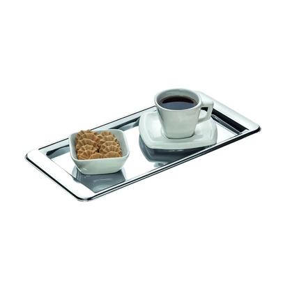 Imagem de 4un Bandeja inox café retangular 30x15cm Hotel Luxo