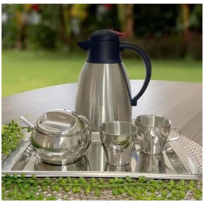 Imagem de 4un Bandeja inox café retangular 30x15cm Hotel Luxo