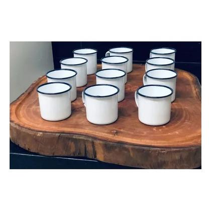 Imagem de 4un Canecas Esmaltada tradicional 100ml Café Chá branca