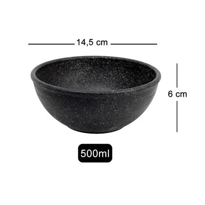 Imagem de 4un TIGELA 500ml BOWL CUMBUCA VASILHA SOPA CALDO PRETO