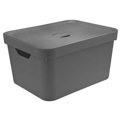Imagem de 4x Caixa OU Organizadora Multiuso 32L Cube G Cinza 24,5x36x46cm