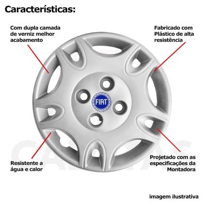 Imagem de 4X Calota Fiat Palio Uno Mille Siena Aro 13 Com Emblem 050Cb