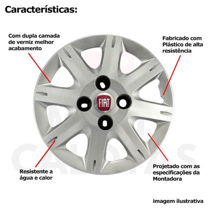 Imagem de 4x Calota Fiat Uno Way Palio Aro 13 com Emblema 072cb