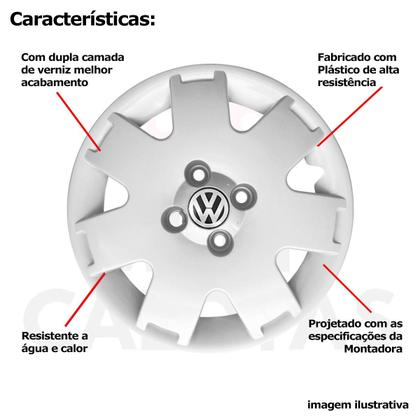 Imagem de 4x Calota VW GOL PARATI G3 G4 Aro 14 Cubo Alto Emblema 061ca