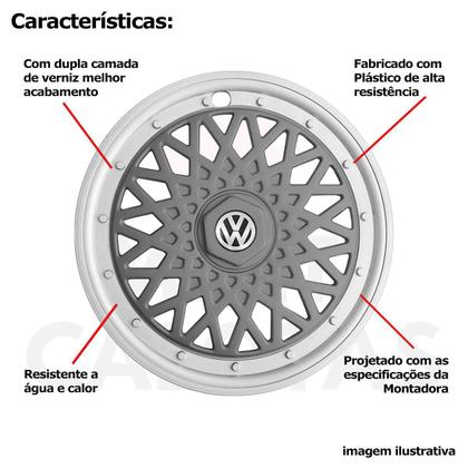 Imagem de 4X Calota Vw Gol Voyage Saveiro Parati Aro 14 Grafite 601Ptg