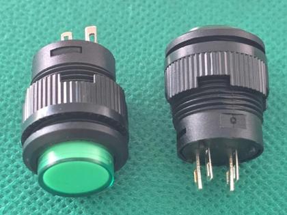 Imagem de 4x Chave Push Button R16-503ad Verde C/ Trava C/ Led 4T