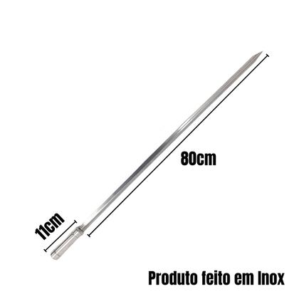 Imagem de 4x Espetos Inox Lâmina 80cm Espada e Duplo P/ Churrasqueira