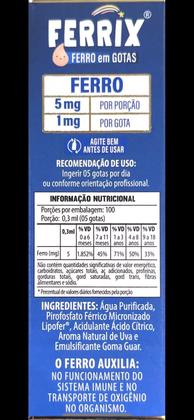 Imagem de 4x Ferrix Kids (Ferro 5mg/porção) 30ml Sabor Uva Flora Nativa