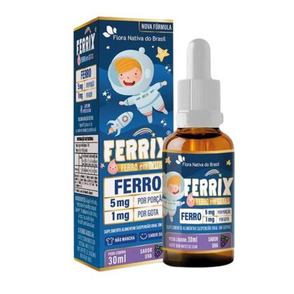 Imagem de 4x Ferrix Kids (Ferro 5mg/porção) 30ml Sabor Uva Flora Nativa