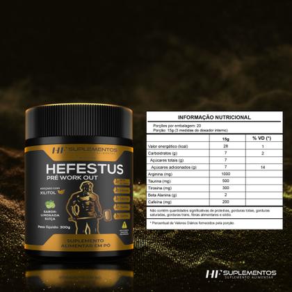 Imagem de 4x HEFESTUS PRÉ TREINO 300G LIMONADA SUIÇA HF SUPLEMENTOS
