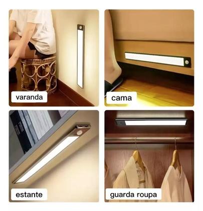 Imagem de 4X Luminária Led Com Sensor De Movimento Recarregável 60Cm