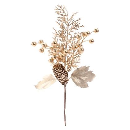 4x PICK FOLHAS FRUTAS PINHA GALHO ENFEITE NATAL DECORAÇÃO NATALINO OURO DOURADO 1101830 - CROMUS Imagem de 4x PICK FOLHAS FRUTAS PINHA GALHO ENFEITE NATAL DECORAÇÃO NATALINO OURO DOURADO 1101830