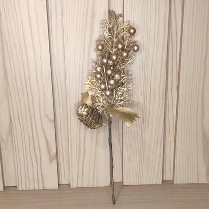4x PICK FOLHAS FRUTAS PINHA GALHO ENFEITE NATAL DECORAÇÃO NATALINO OURO DOURADO 1101830 - CROMUS Imagem de 4x PICK FOLHAS FRUTAS PINHA GALHO ENFEITE NATAL DECORAÇÃO NATALINO OURO DOURADO 1101830