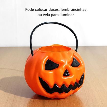 Imagem de 5 Baldes de Abóbora Decoração Festa Bruxas Halloween P/ Pedir Doces 