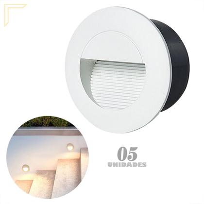 Imagem de 5 Balizador Escada Externo Embutir Redondo Branco Led Lup90