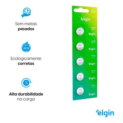 Imagem de 5 bateria litio cr2032 elgin botao 3v cartela com 5 un.