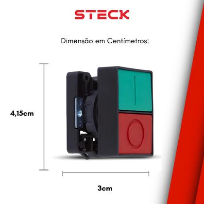 Imagem de 5 Botão Duplo Comando Faceado Steck SLPDNR Max Botton IP40