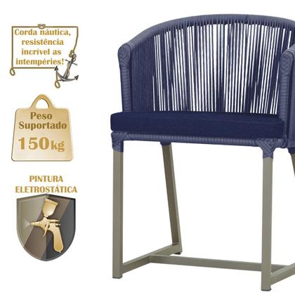 Imagem de 5 Cadeiras de Jantar Área Noronha em Alumínio com Pintura Fendi Corda Náutica E10 Trama Original
