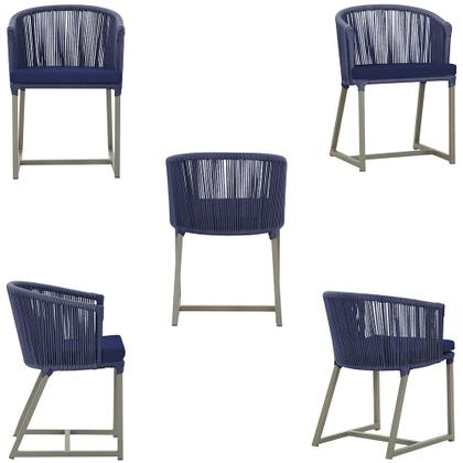 Imagem de 5 Cadeiras de Jantar Área Noronha em Alumínio com Pintura Fendi Corda Náutica E10 Trama Original