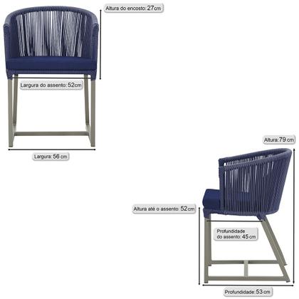Imagem de 5 Cadeiras de Jantar Área Noronha em Alumínio com Pintura Fendi Corda Náutica E10 Trama Original