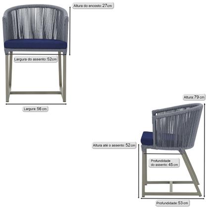 Imagem de 5 Cadeiras de Jantar Área Noronha em Alumínio com Pintura Fendi Corda Náutica E10 Trama Original