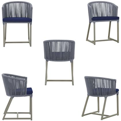 Imagem de 5 Cadeiras de Jantar Área Noronha em Alumínio com Pintura Fendi Corda Náutica E10 Trama Original