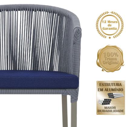 Imagem de 5 Cadeiras de Jantar Área Noronha em Alumínio com Pintura Fendi Corda Náutica E10 Trama Original